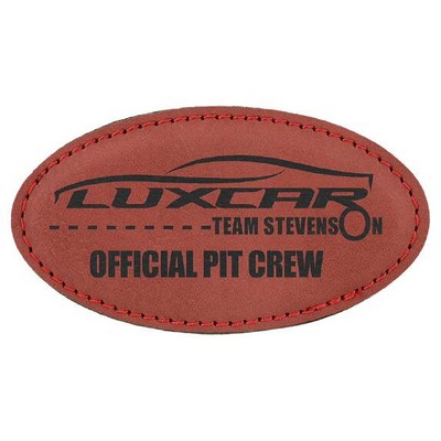 Oval Badge with magnet, Rose Faux Leather, 3 1/4" x 1 3/4"