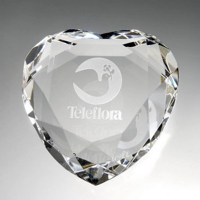3" Clear Faceted Heart Crystal Award