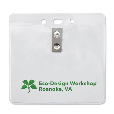 Horizontal Event-Size Clip-On Clear Vinyl Badge Holders