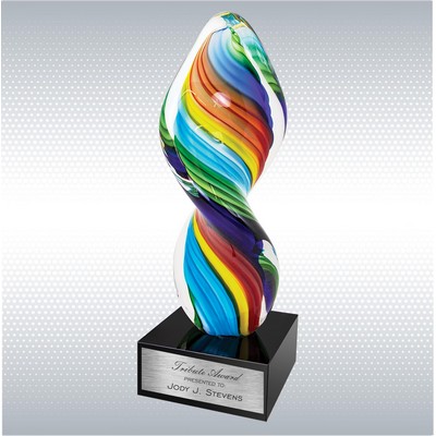10 1/2" Rainbow Twist Art Glass with Black Base