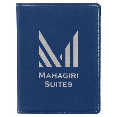 4 1/4" x 5 1/2" Blue/Silver Leatherette Passport Holder