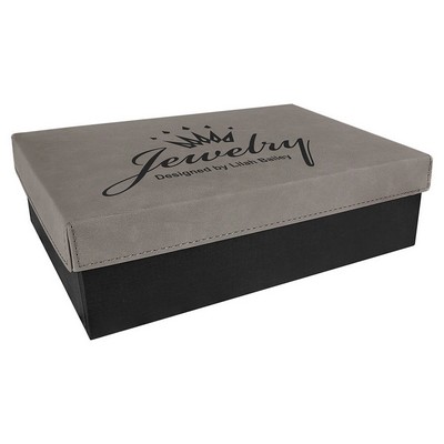 9 3/4" x 7" Gray Gift Box with Leatherette Lid