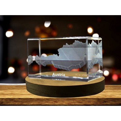Austria 3D Engraved Crystal Trophy Award w/LED Base Light - Decorative Art