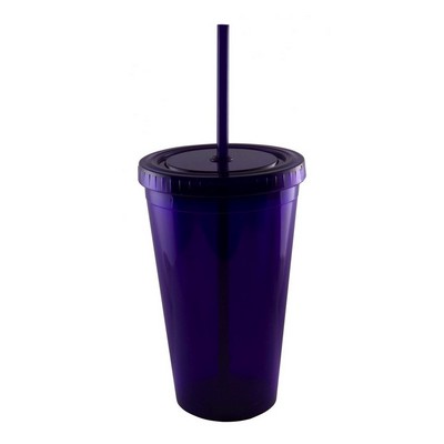 16 oz. Purple Double Wall Acrylic Translucent Tumbler