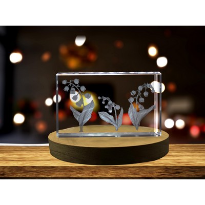 Lily of the Valley 3D Engraved Crystal Trophy Award w/LED Base Light