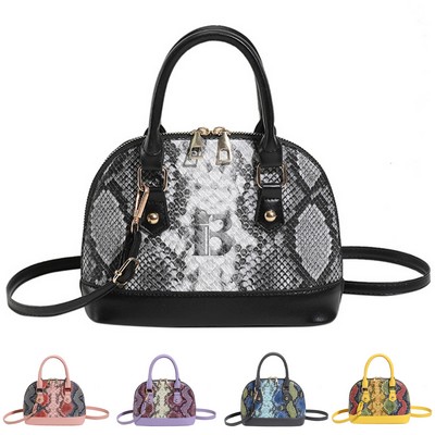 PU Contrasting snakeskin one-shoulder cross-body bag