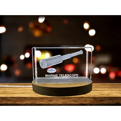 Marine Telescope 3D Engraved Crystal Trophy Award