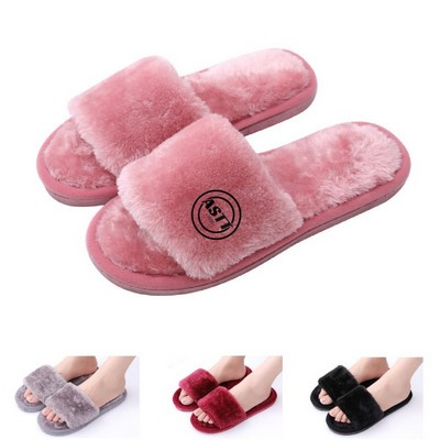 Open Toe Fluffy Slippers