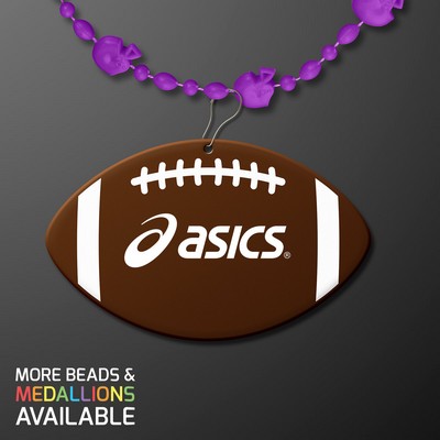 Purple Football Helmet Bead Necklaces With Football Medallion (NON-LIGHT UP) - PRINTED