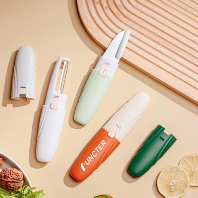 2" 1 Portable Peeler & Knife Multifunction Stainless Steel Blade Peeler for Outdoor, Camping