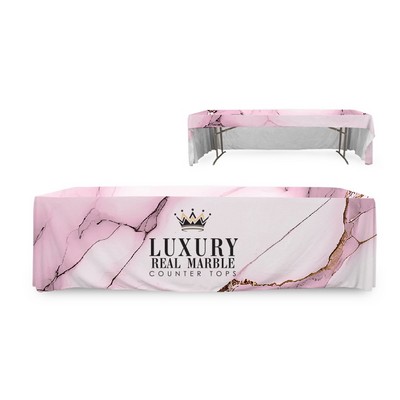 8' PolyPoplin™ 3 Sided Table Cover w/Full Cloth Dye Sublimation