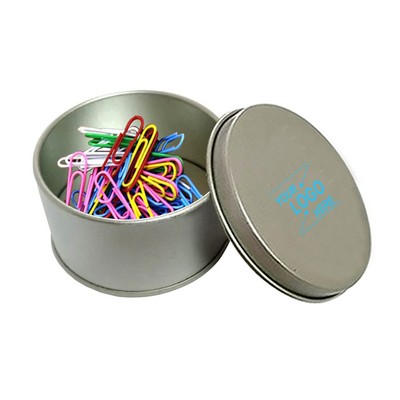 Multicolor Paper Clips w/Tin Container