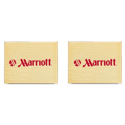 Custom Rectangular Brushed Gold Plate Cufflinks