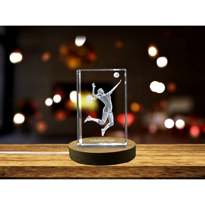 Volleyball Player 3D Engraved Crystal Trophy Award