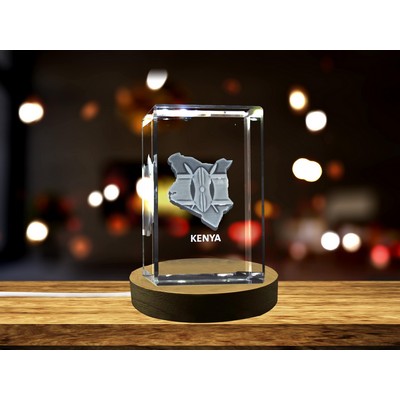 Kenya 3D Engraved Crystal Trophy w/LED Base