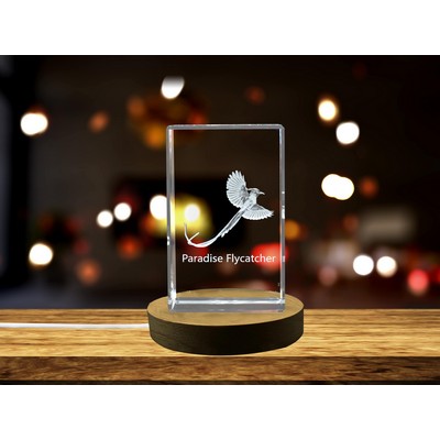 Paradise Flycatcher 3D Engraved Crystal Trophy Award - Unique Keepsake Recognition Gift & Decor