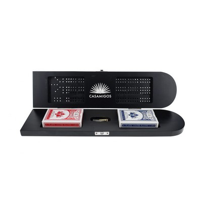 Black Wooden Cribbage Board Game Set, Continuous 3 Track for 2-3 Players