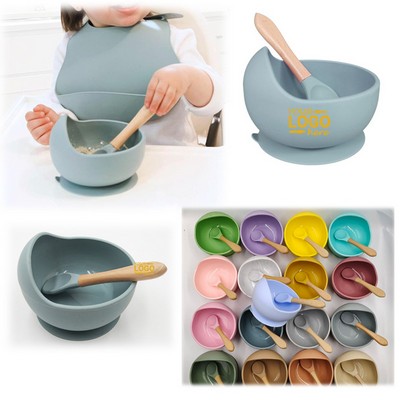 Suction Bowls w/ Wooden Spoon