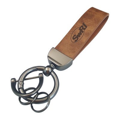 Leather Key Chain Holder With Anti-Lost D-Ring