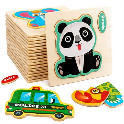Wood Brownen Animal Jigsaw Puzzles for Kids
