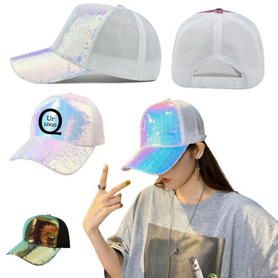 Laser Sequin Baseball Cap