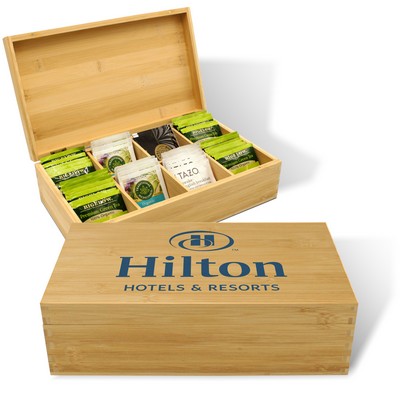 Bamboo Wood Tea Bag Storage Box, Full Color