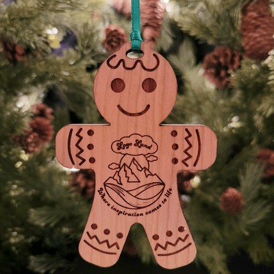 Custom Engraved Hardwood Gingerbread Man Ornament