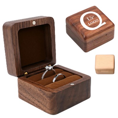 2.36 x 2.36 x 1.57" Flip-Top Wooden Ring Case