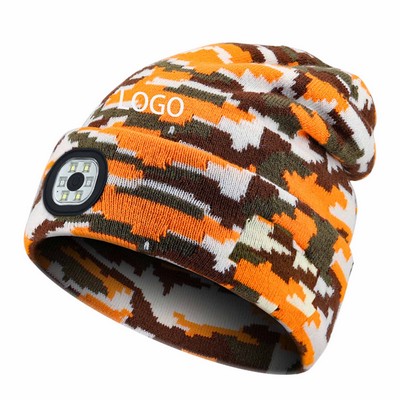 USB-Rechargeable LED Beanie with Removable Light for Night Visibility