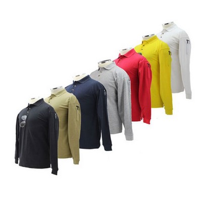 Plain Polycotton Tactical Long Sleeve Polo Shirt