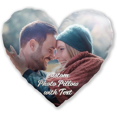 15'' to 20" Custom Heart Shaped Pillow with Picture Text Personalized Photo Throw Pillow