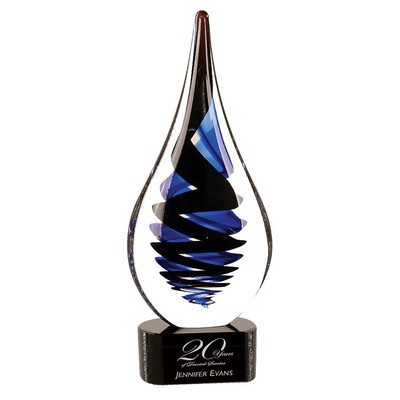 Black Twist Raindrop Art Glass