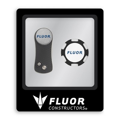 Ahead Switchfix Divot Repair Tool & Poker Chip Ball Marker Gift Set - Black-Silver