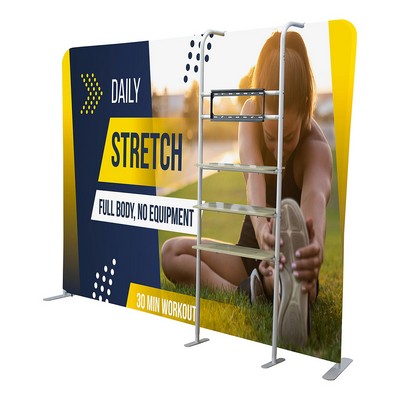 116" w x 89" h Straight Display w/Shelves & TV Bracket - 1 Side Imprint