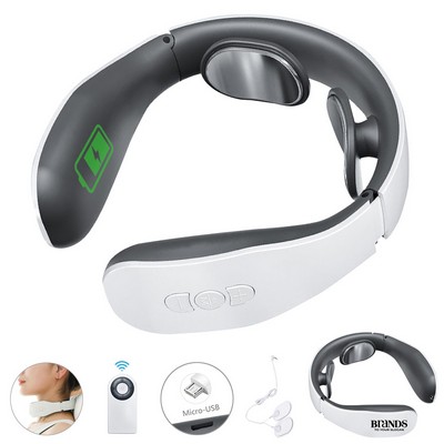 Rechargeable Electric Pulse Neck Massager with Remote Control and Heat Therapy