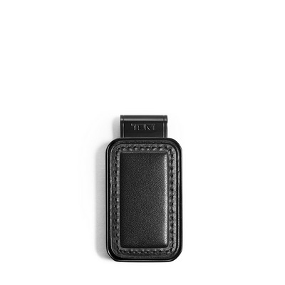 Tumi Nassau Monogram Patch Money Clip- Black Smooth Leather