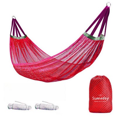 Portable Nylon Mesh Camping Hammock with Storage Bag