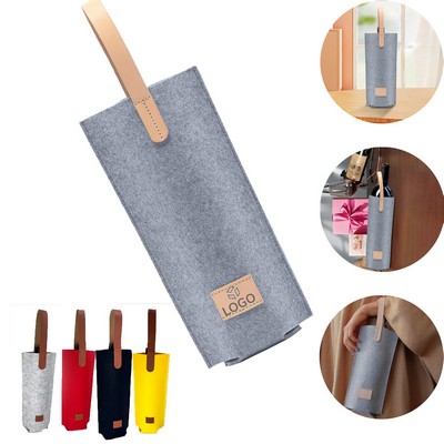 Felt Wine Glass Bottle Bag W/Handle