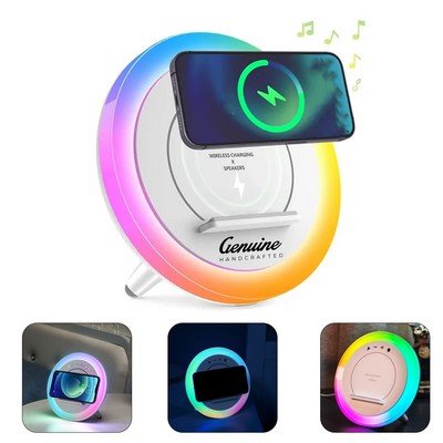 Wireless Charging 4-In-1 Wireless Bluetooth Speaker with Night Light and Phone Holder
