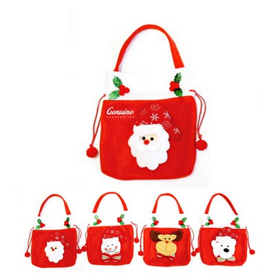 Velvet Christmas Character Drawstring Gift Bag