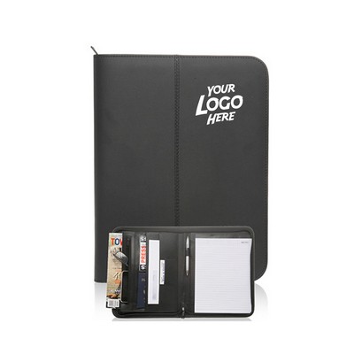 Zippered Black Leather Portfolios