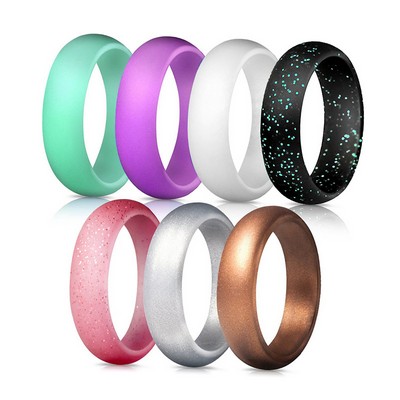 Women's Silicone Rings 8mm Wide 2 mm Thick Rubber Bands,