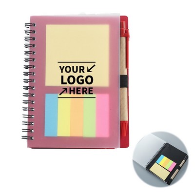 Spiral Business Notebook W/ Assortment Sticky Notes And Pen