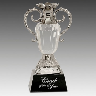 Crystal Cup w/ Metal Handles on Base