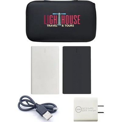 20w Charger and 4000 mAH Slim Card Power Bank Set