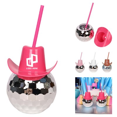 20Oz Disco Ball Cup W/ Cowboy Hat Lip