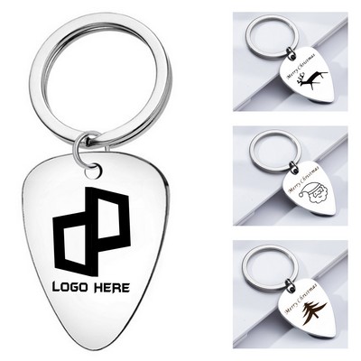 Stainless Steel Guitar Pick Keychain