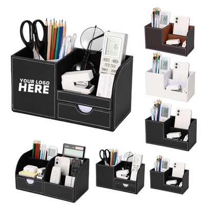 PU Leather Multi-function Desk Organizer