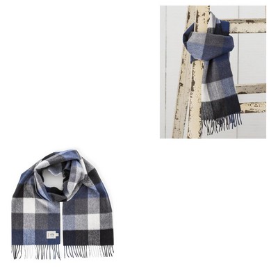 Avoca Navy Gray Merino Scarf