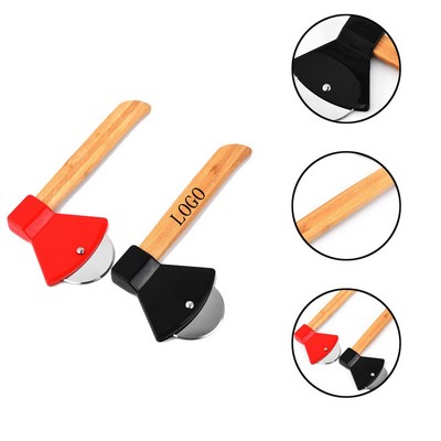 Axe Shaped Pizza Cutter with Bamboo Handle
